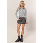 Striped Zip-Up Knit Top