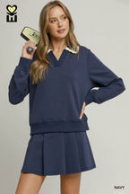 French Terry Contrast Collar Pullover