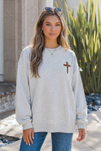 Christian Faith Print Mock Neck Sweatshirt