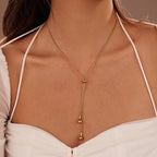 18K STAINLESS TARNISH FREE TEARDROP Y NECKLACE | 40NK9739
