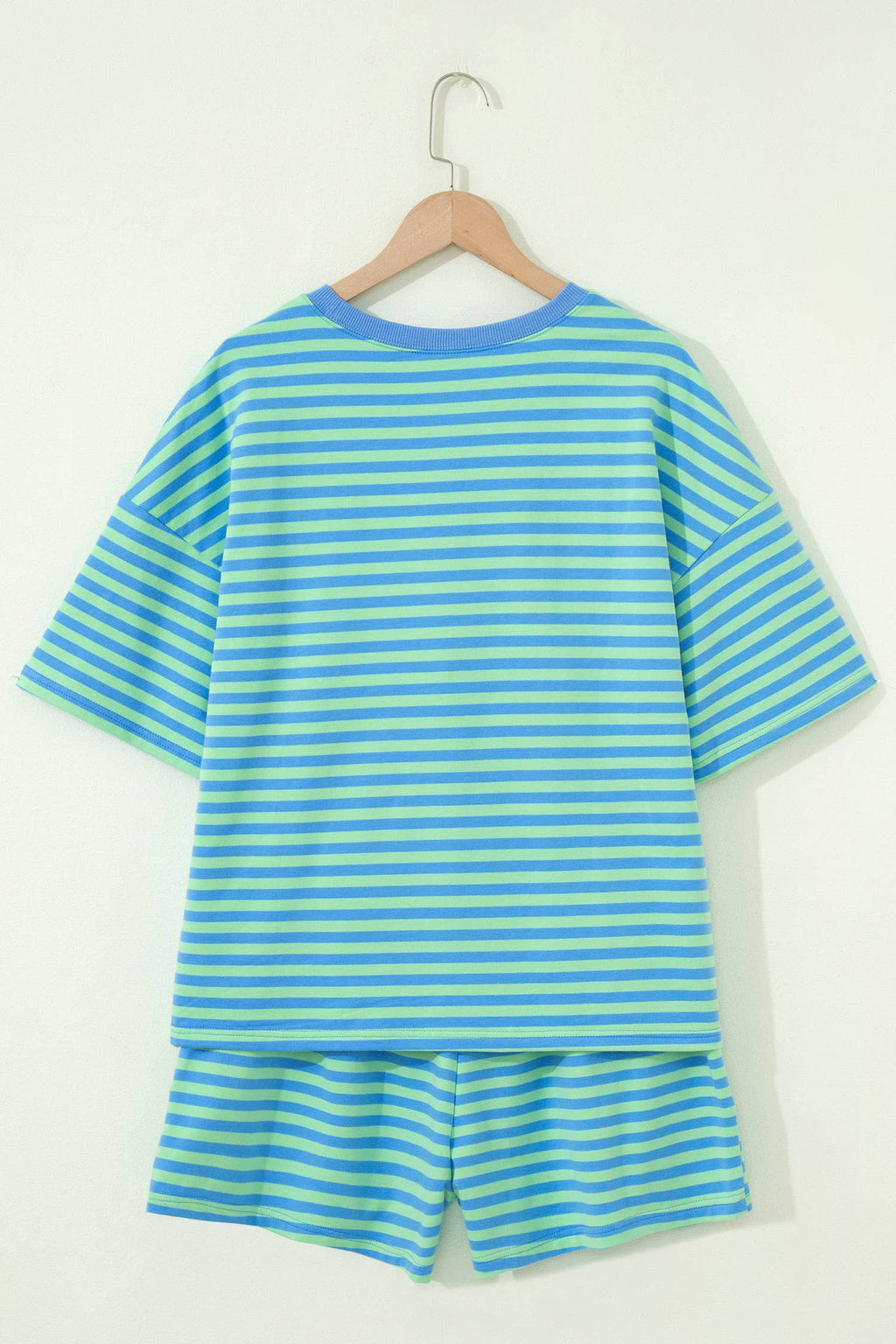66Plus Striped Short Sleeve Top and Shorts Lounge Set (S-4X)