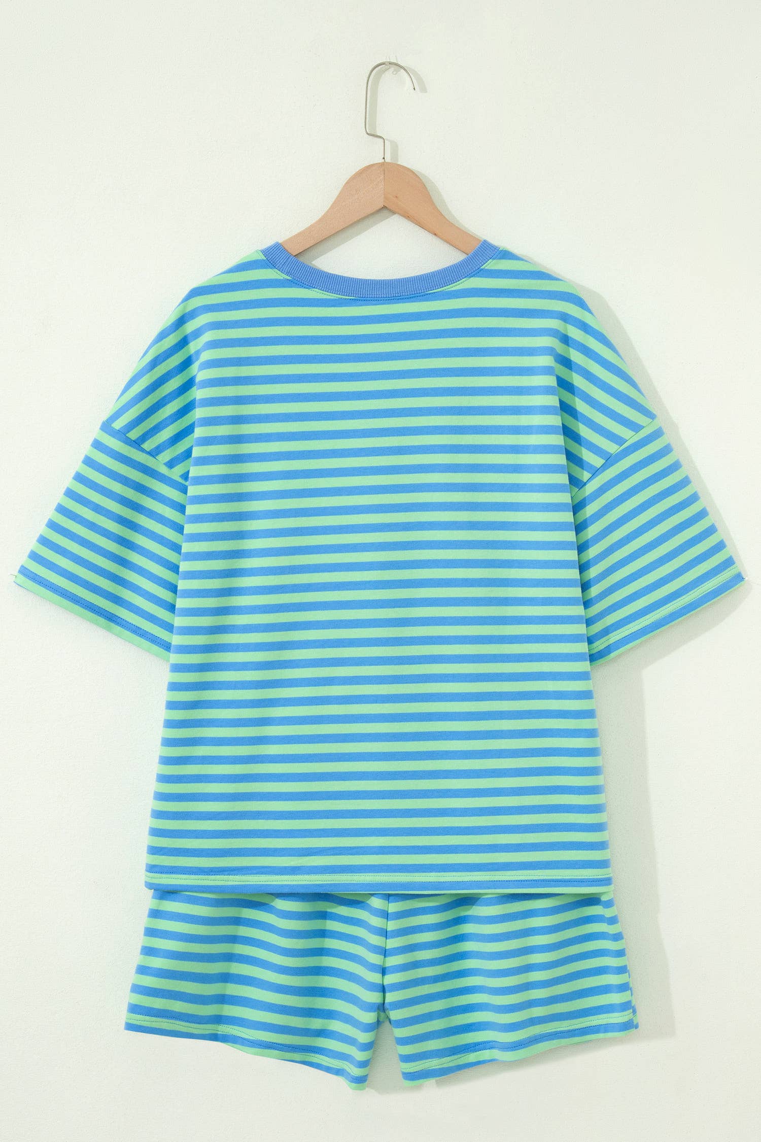 66Plus Striped Short Sleeve Top and Shorts Lounge Set (S-4X)