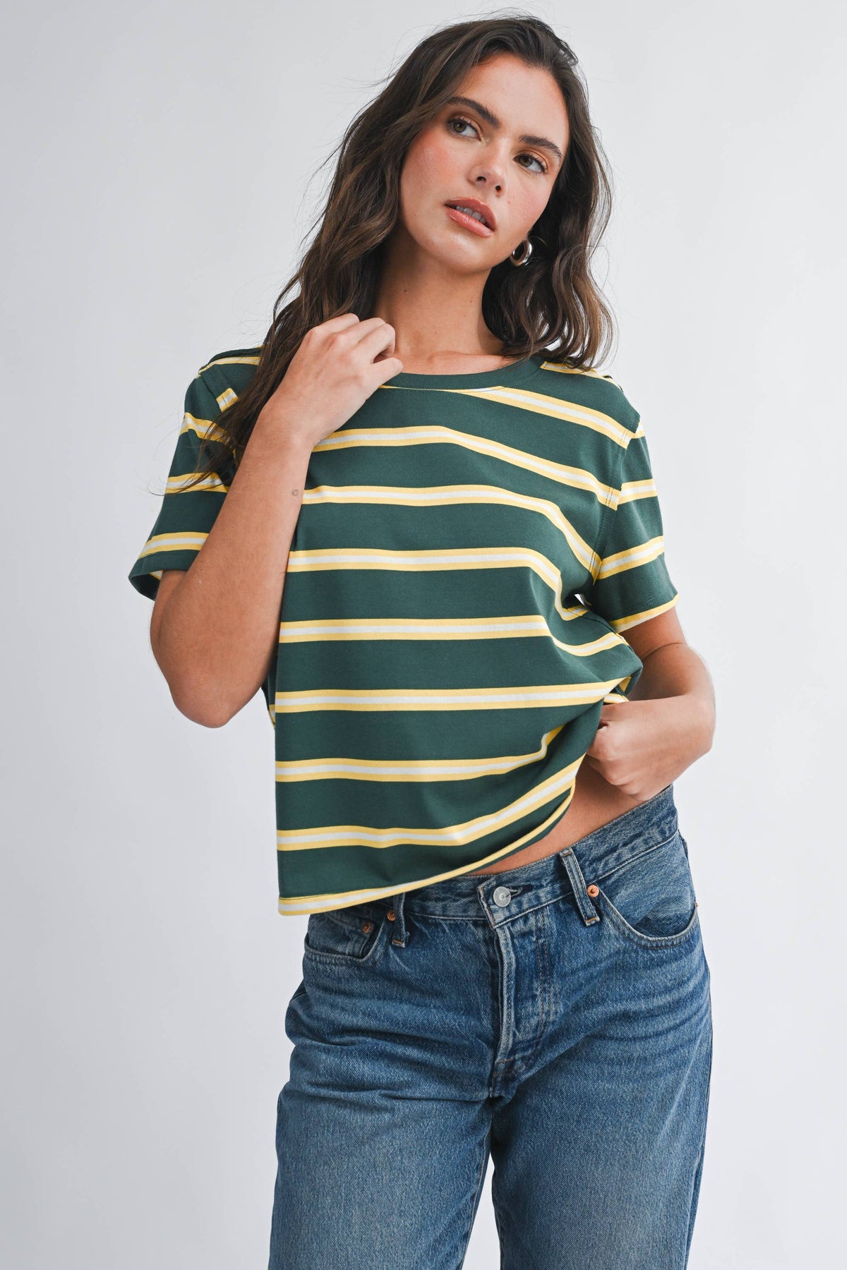 8510HN Striped Boxy Short Sleeve Tee