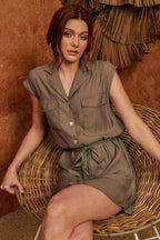 NOTCHED COLLAR SHIRT DRESS