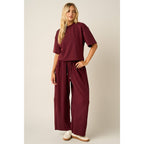CLOUD KNIT DRAWSTRING WAIST BARREL LEG PANTS
