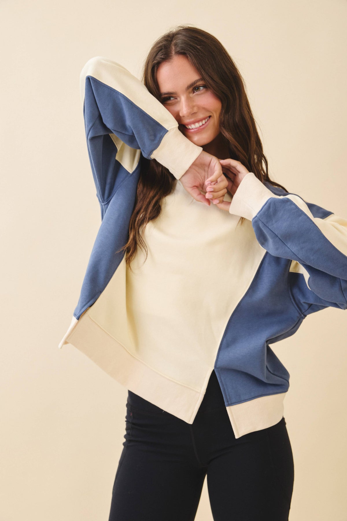 9106FK Colorblock Terry Pullover Sweatshirt