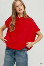 Draped Mock Neck Oversized Blouse