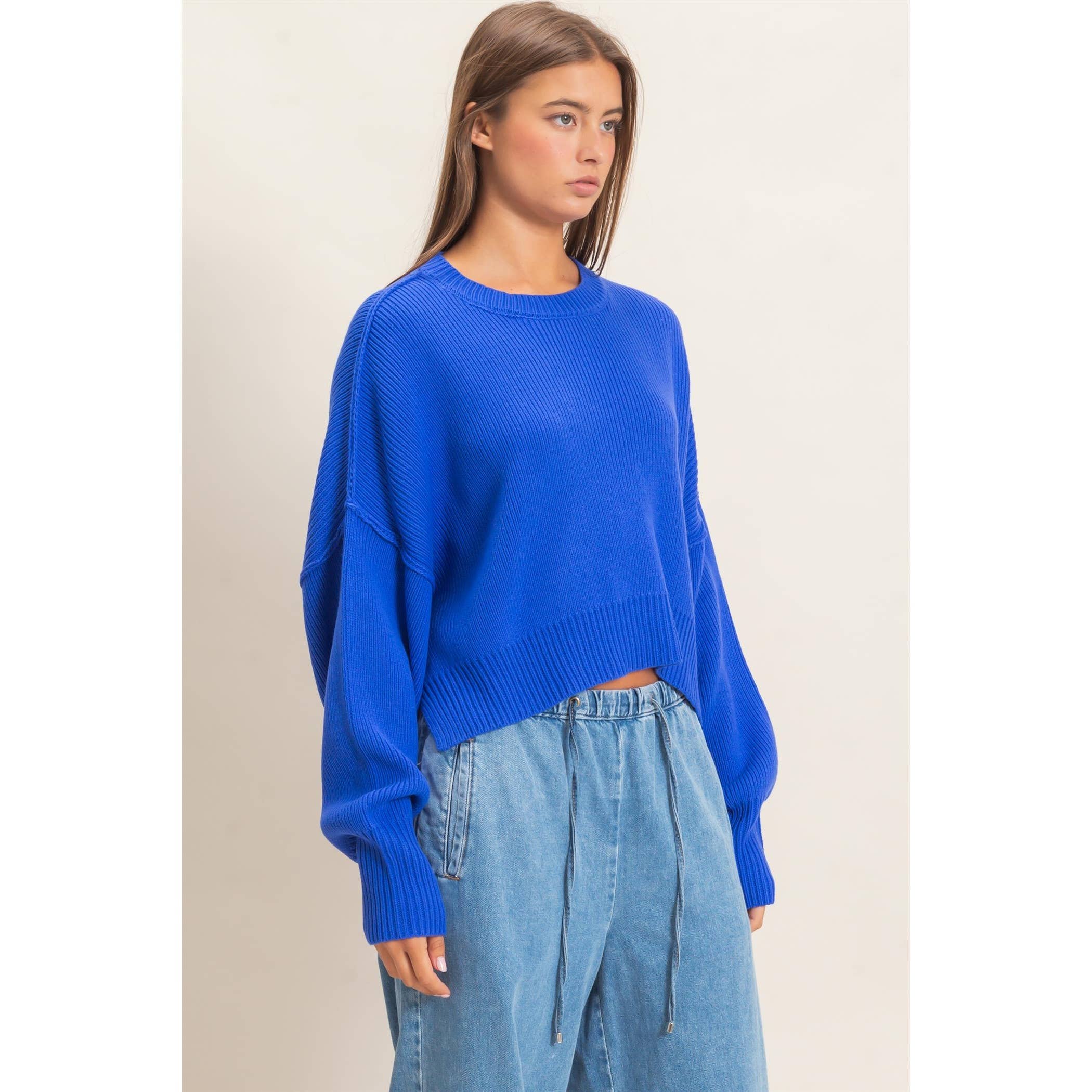 Ribbed Drop Shoulder Sweater