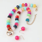 Playful Resin Bead Statement Necklace & Matching Earring Set