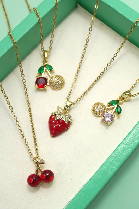 18K STAINLESS STEEL STRAWBERRY NECKLACE