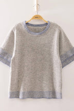 12W3712N-Soft Touch Contrast Rib Knit Top