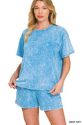 French Terry Acid Washed Relaxed Top N Short Set