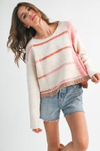 379BK Mona Knit Stripe Pullover Sweater