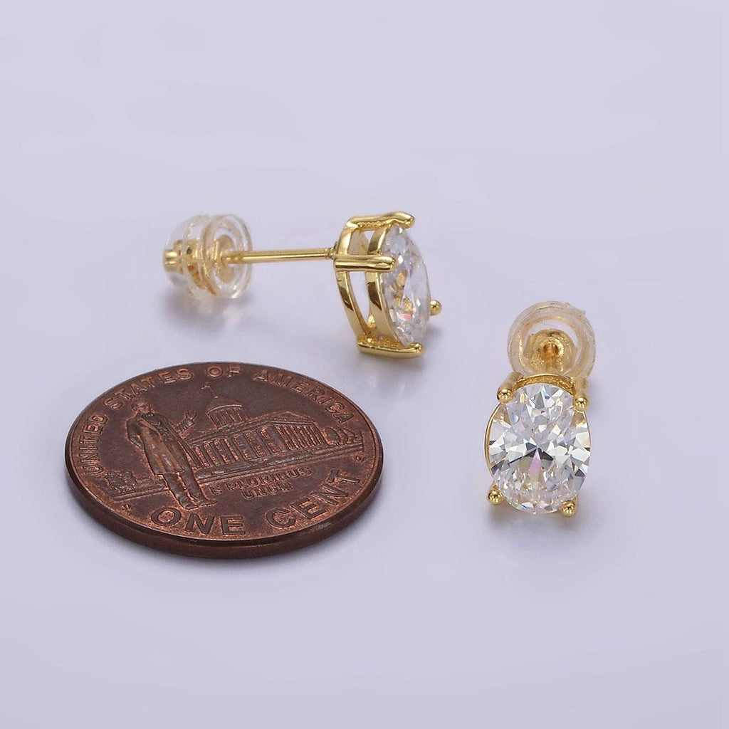 14K Gold Filled Oval Stud Earrings