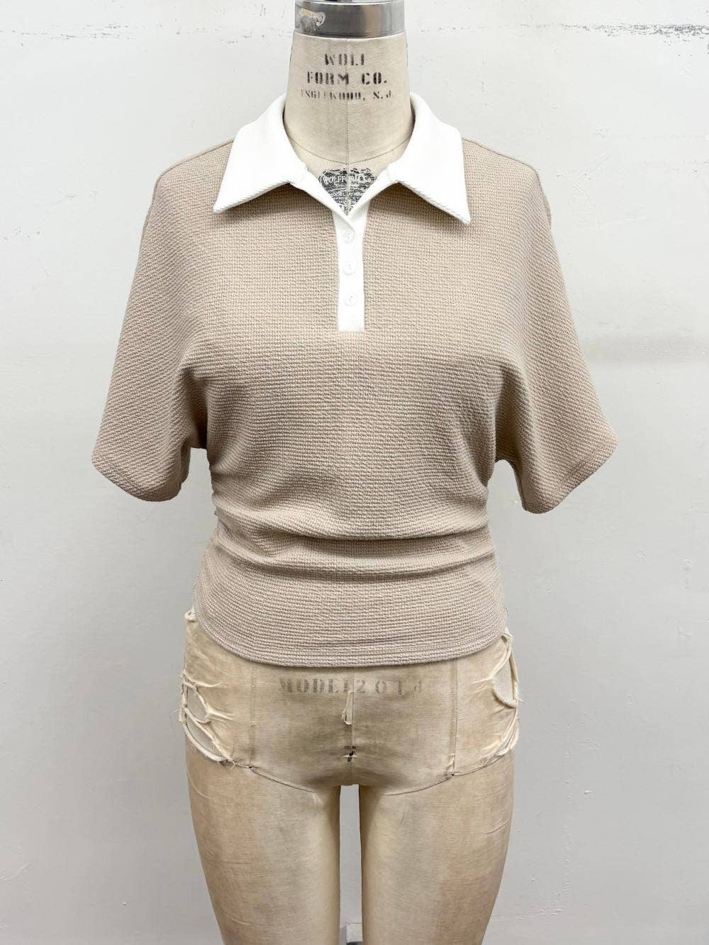 Textured Polo Lounge Top & Wide-Leg Pant Set