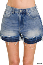 Frayed Hem Denim Shorts