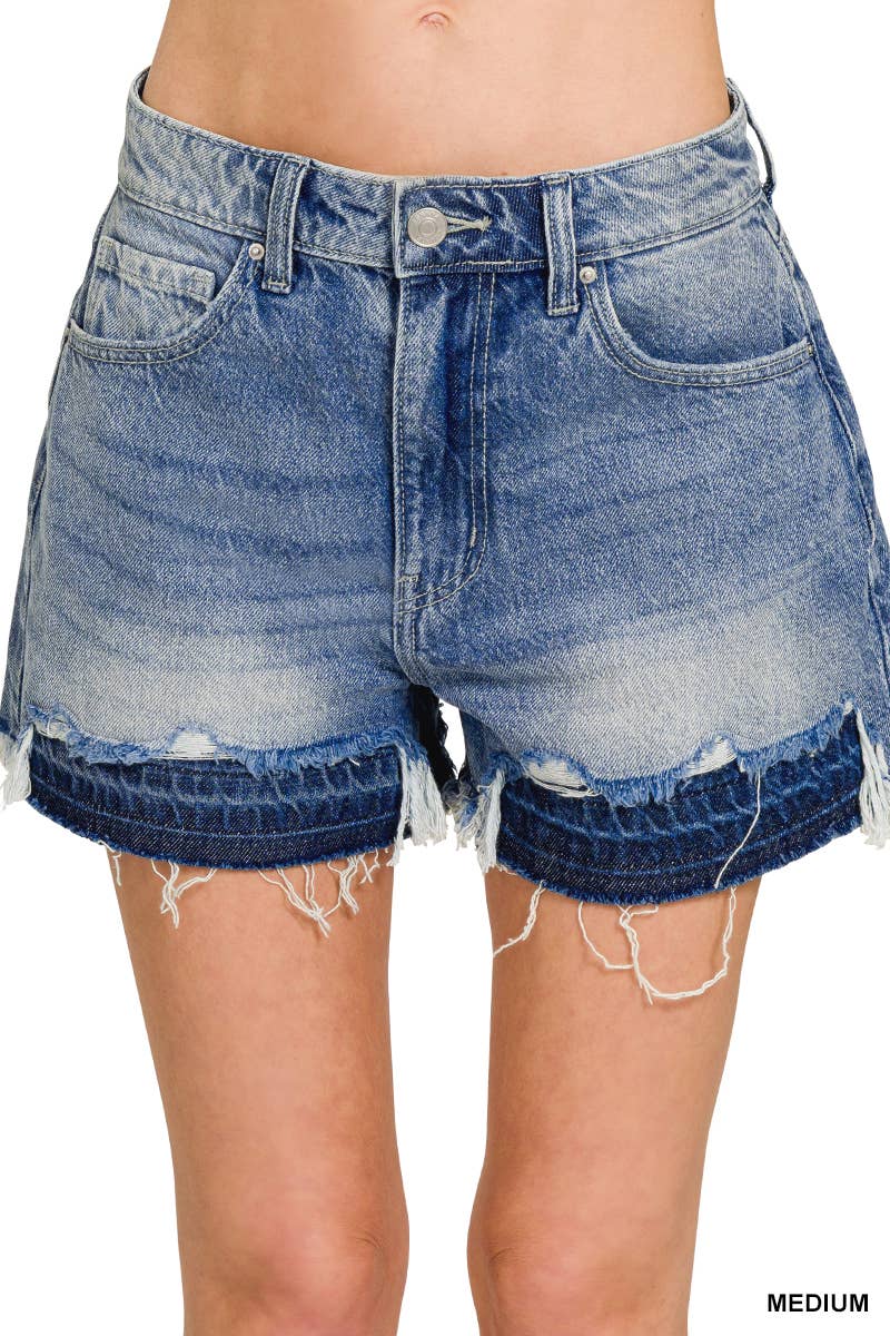 Frayed Hem Denim Shorts