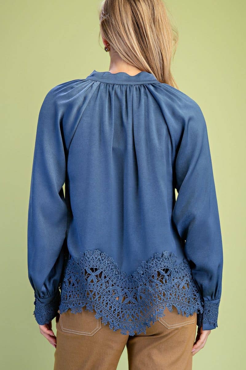 Satin V-neck Blouse
