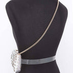 Rhinestone Clear Belt Bag W/Chain PB8633
