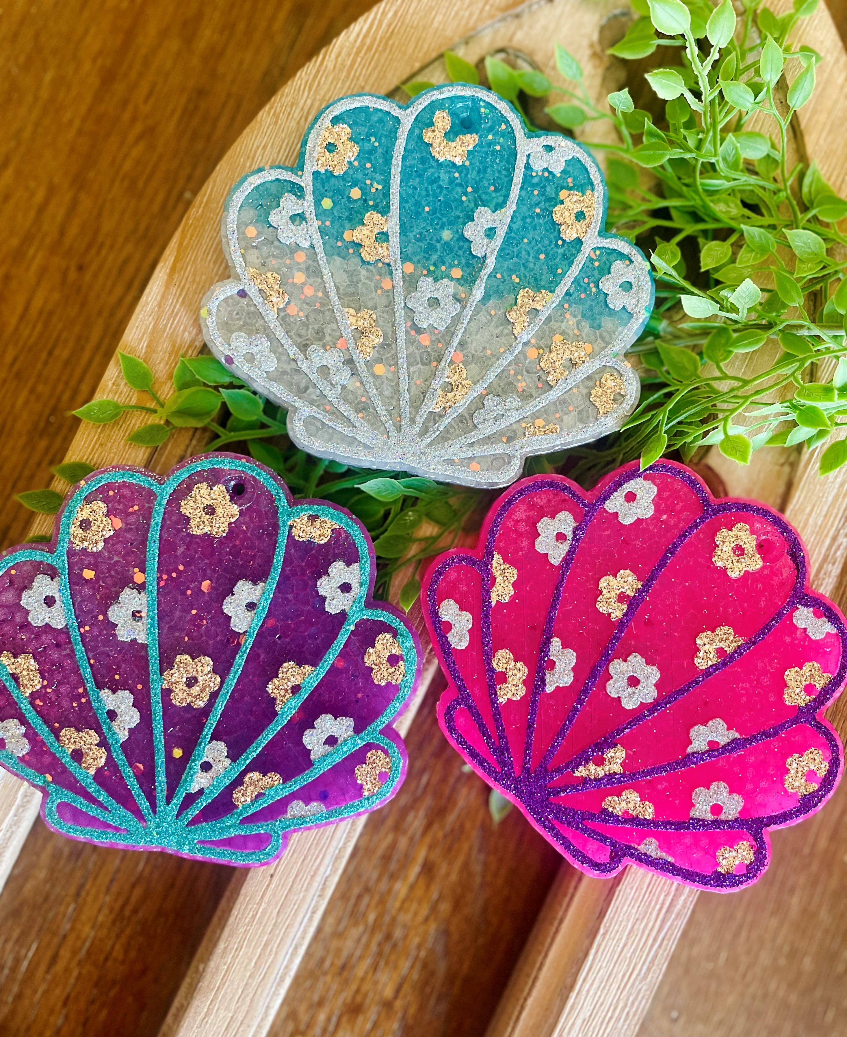 Floral Seashell Car Freshie