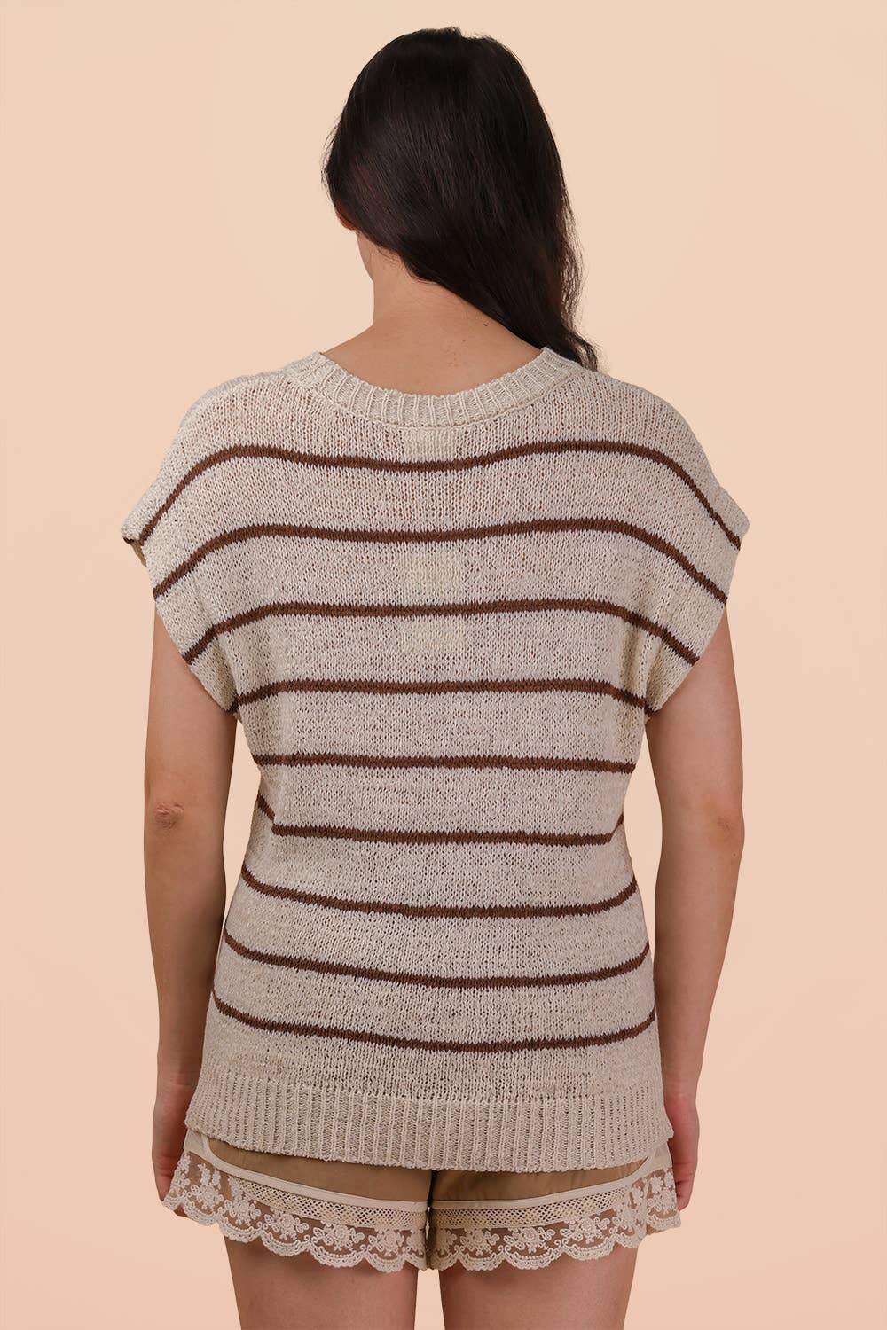 12W3319N-Striped Knit Sweater Vest Top