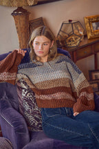 STRIPED MULTI COLOR CROP SWEATER