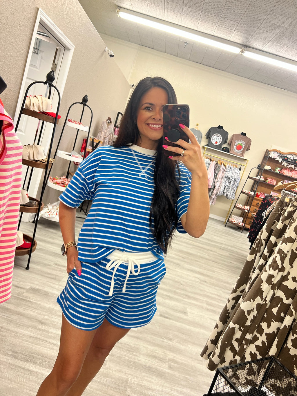 Spring Striped Cotton Tee & Shorts Set