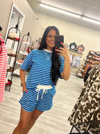 Spring Striped Cotton Tee & Shorts Set