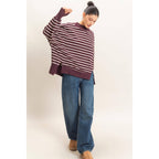 Striped Mock Neck Sweatshirt