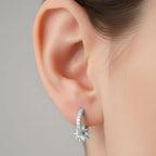14K Gold Dipped Celestial CZ Star Charm Drop Huggie Hoop Earrings