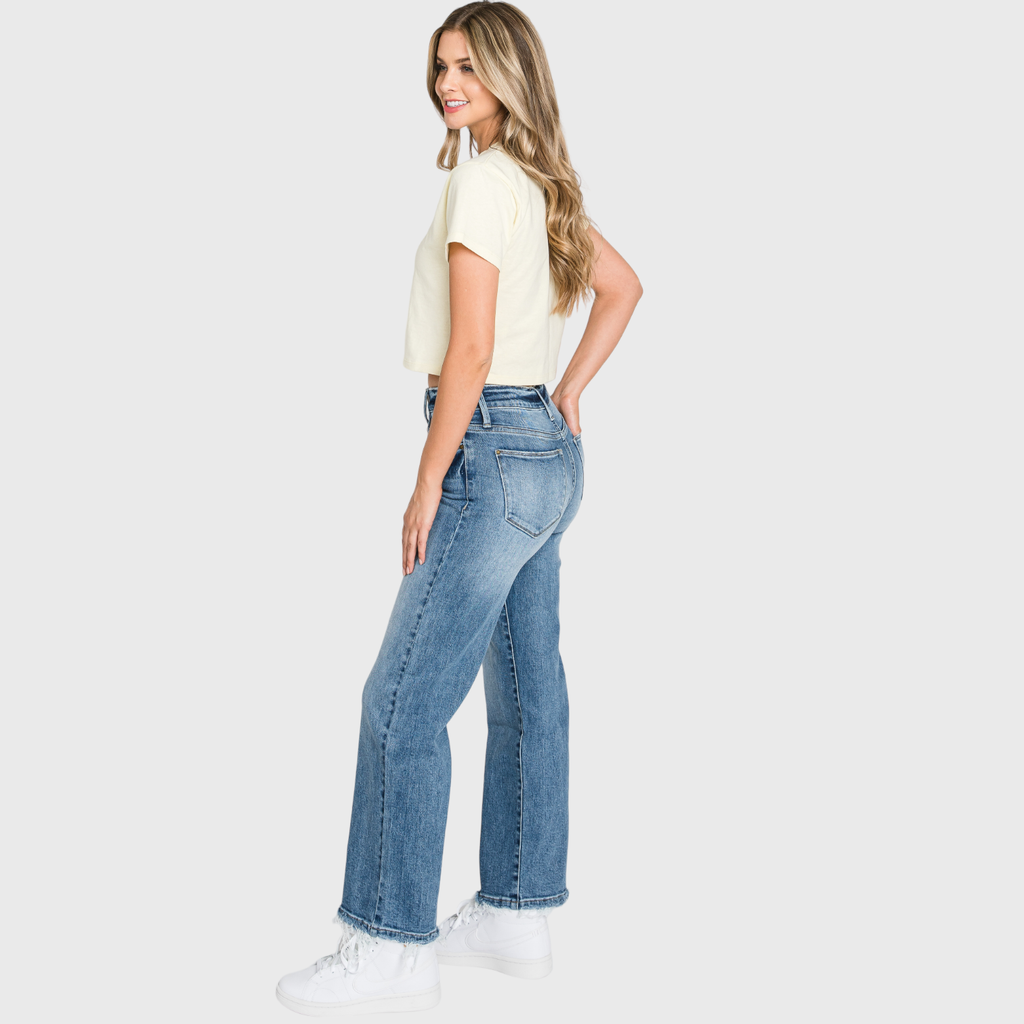 P489WF-MD SUPER HIGH RISE STRETCH SLIM STRAIGHT JEANS