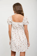 DITSY FLORAL PUFF SLEEVE SQUARE NECK MINI DRESS