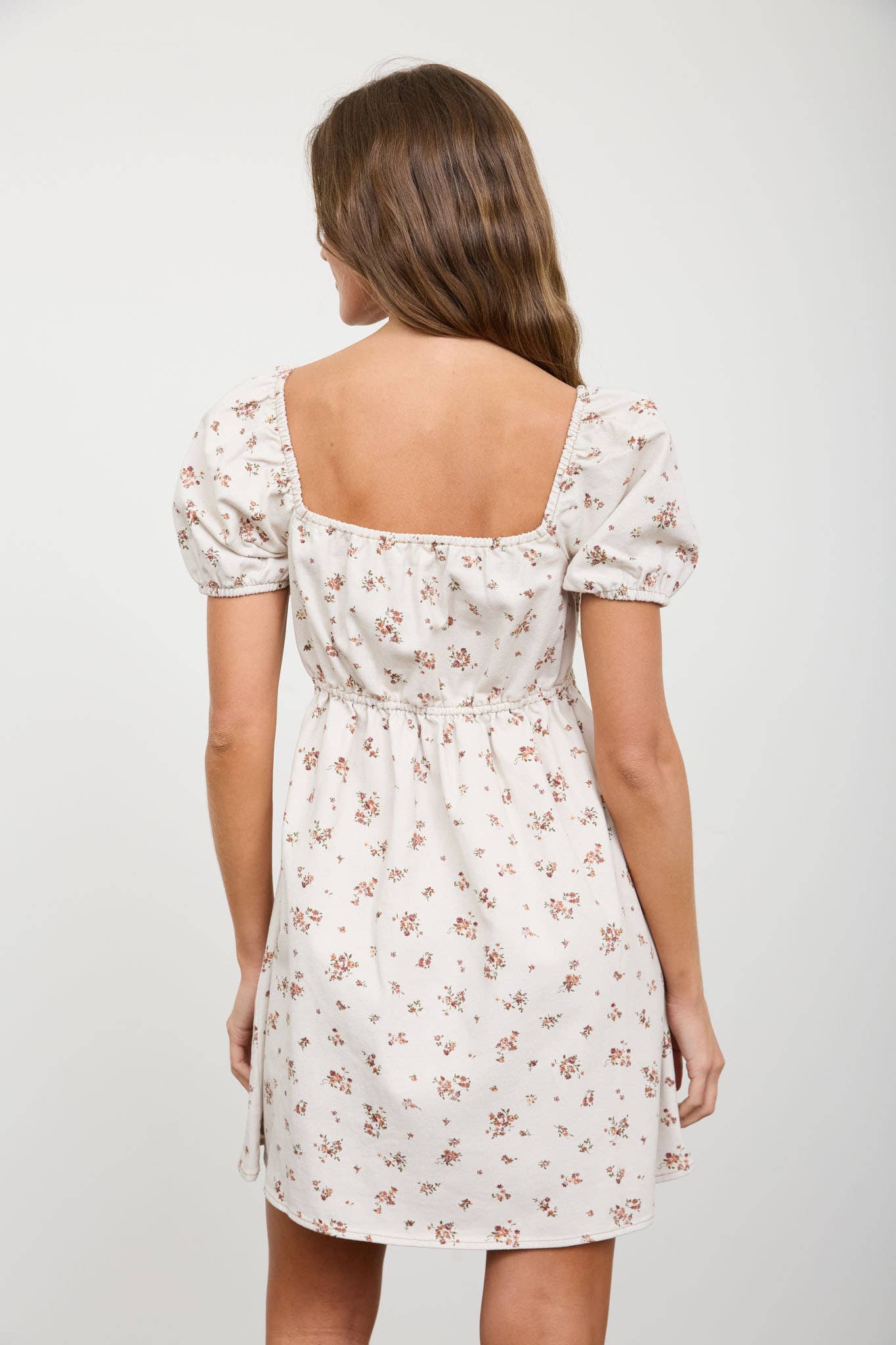DITSY FLORAL PUFF SLEEVE SQUARE NECK MINI DRESS