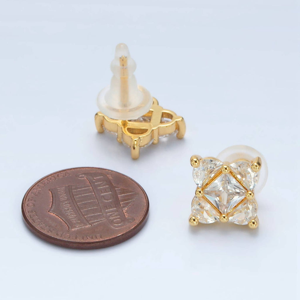 24K Gold Filled Geometric Square Stud Earring