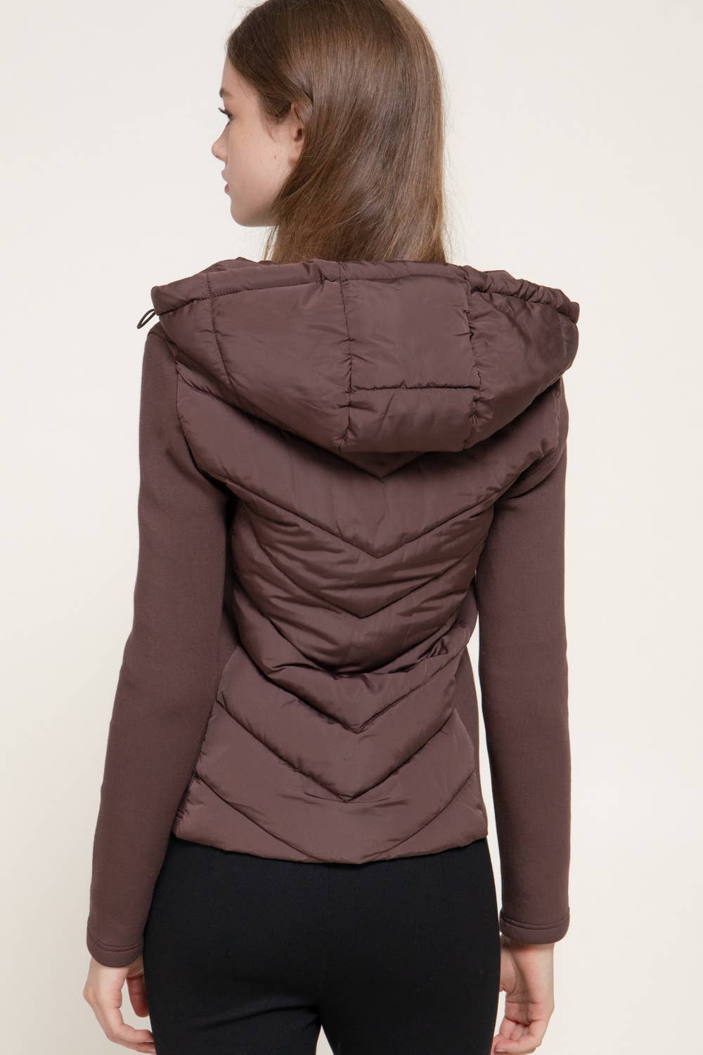 Hight Neck Adjustable Hoodie Quilted Puffer Jacket