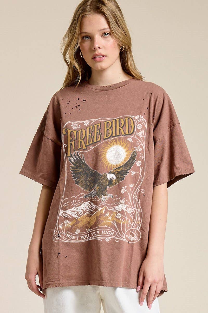 Free Bird Soaring Graphic S/S Oversized Seamless Tee