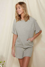 SET10016-RIB PULLOVER WITH SHORTS SET