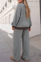 Striped Print Long Sleeve Top Loose 2pcs Set | S-XL