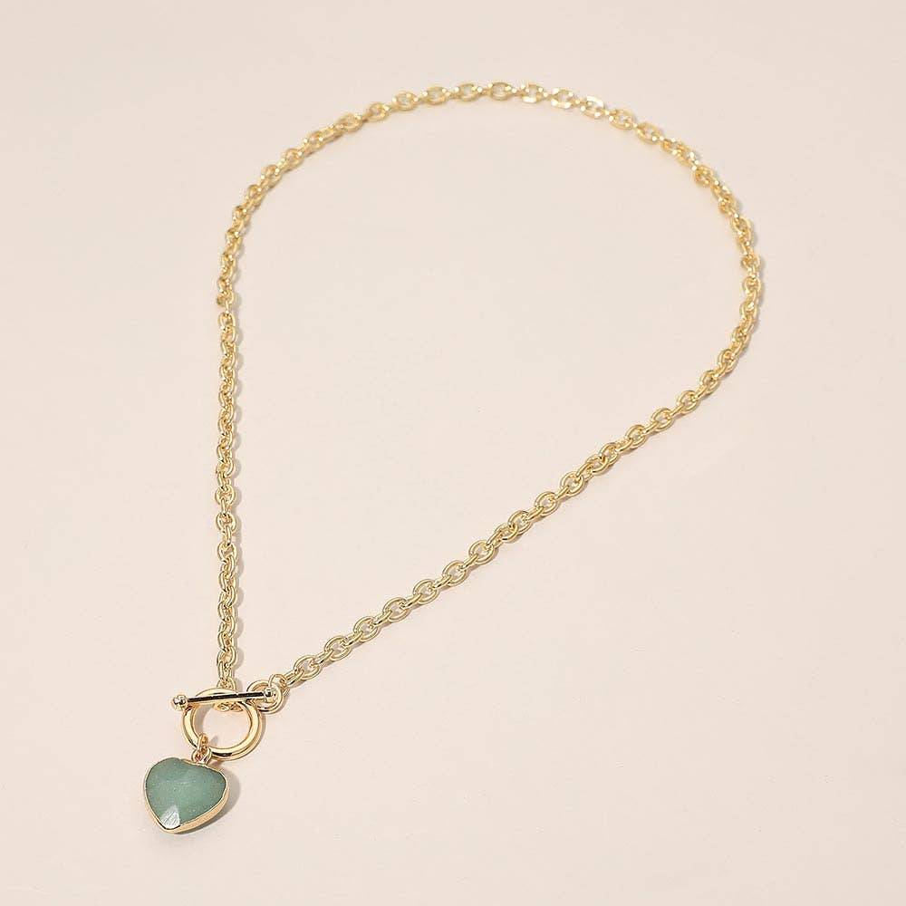 Heart Charm Pendant Toggle Necklace