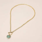 Heart Charm Pendant Toggle Necklace