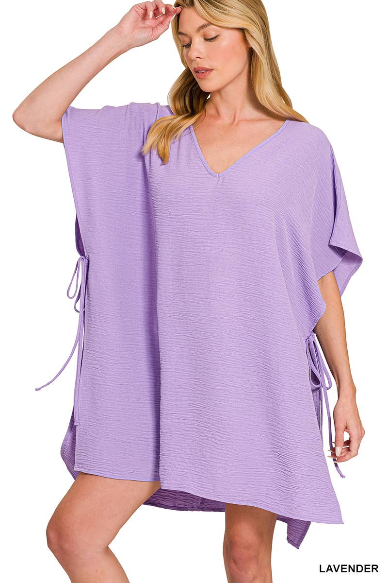 Woven Air Flow Tie Side Cover Up Dress