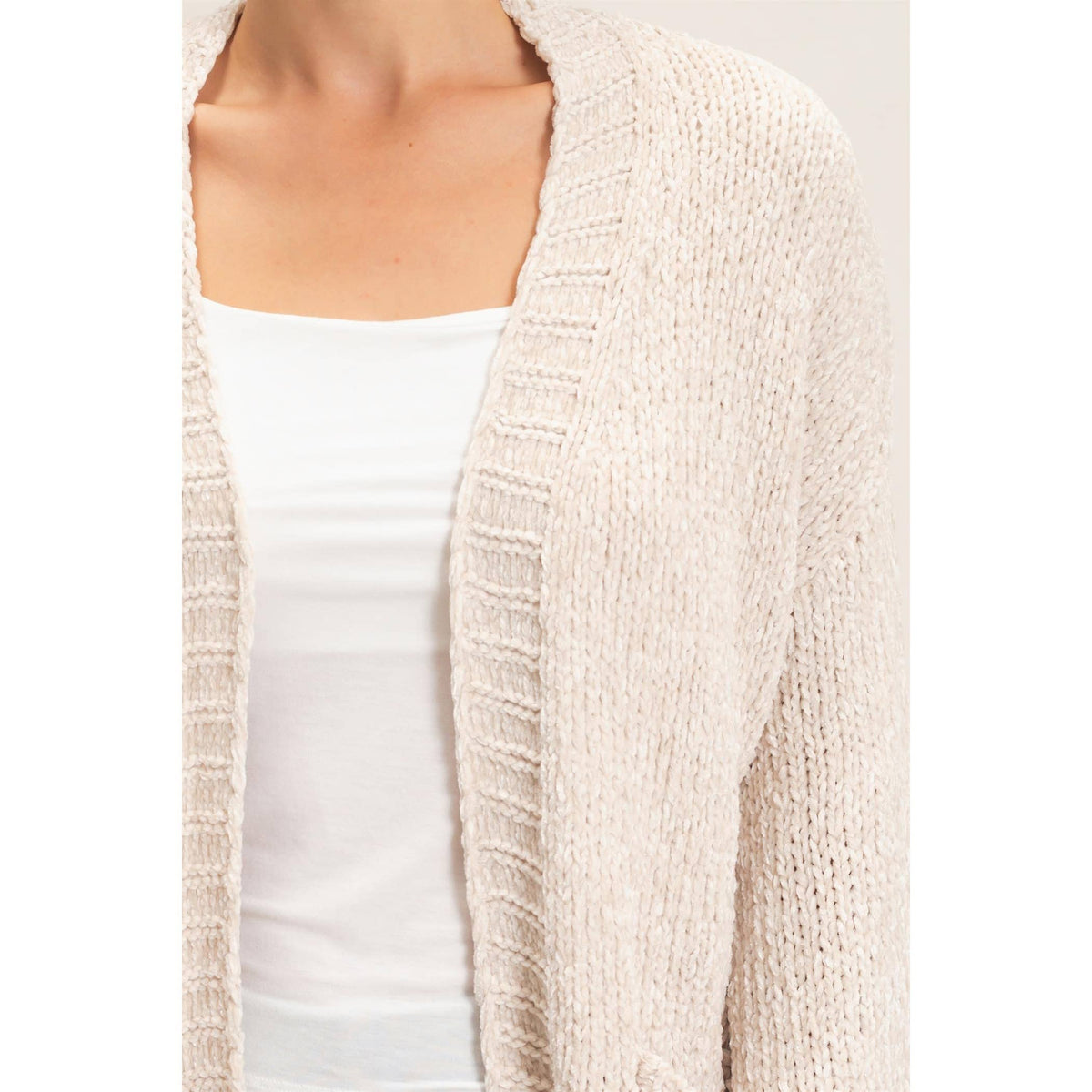 Patch Pocket Chenille Cardigan