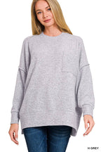 Brushed Melange Drop Shoulder Oversized Sweater
