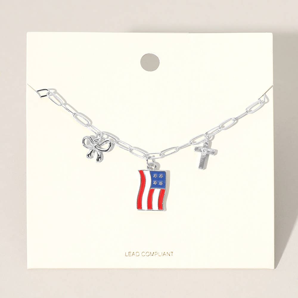 American USA Flag Necklace