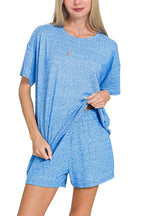 Soft Melange Short Sleeve Tee And Short Pants Set