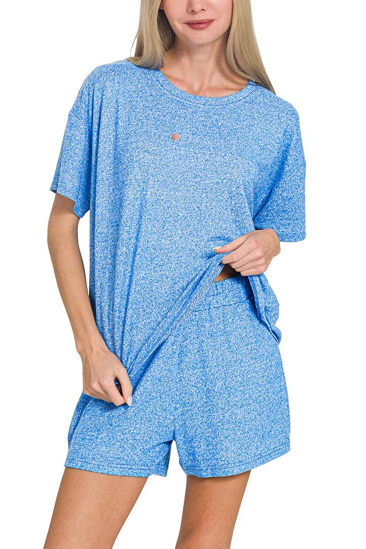 Soft Melange Short Sleeve Tee And Short Pants Set