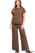 Cotton Slub Top And Pants Set