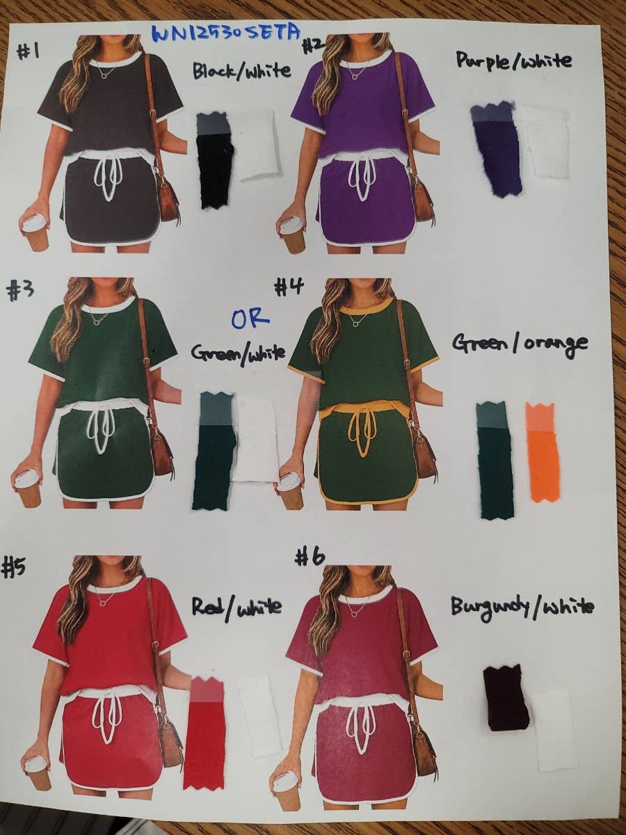 Contrast Trim Knit Game Day Skort Set