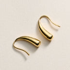 Gold-Dipped Modern Curve Hook Earrings – Minimalist Design, Made in Korea