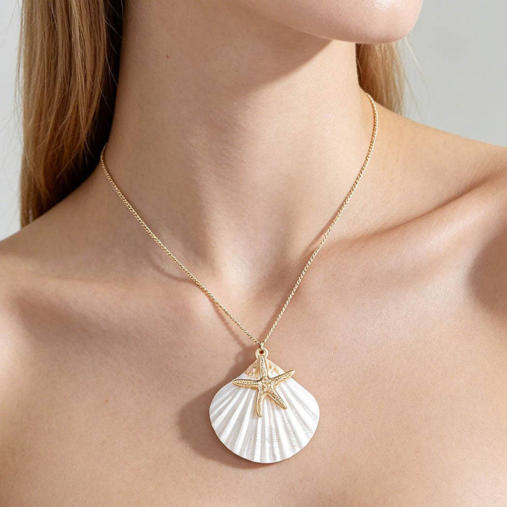 Starfish Seashell Pendant Necklace